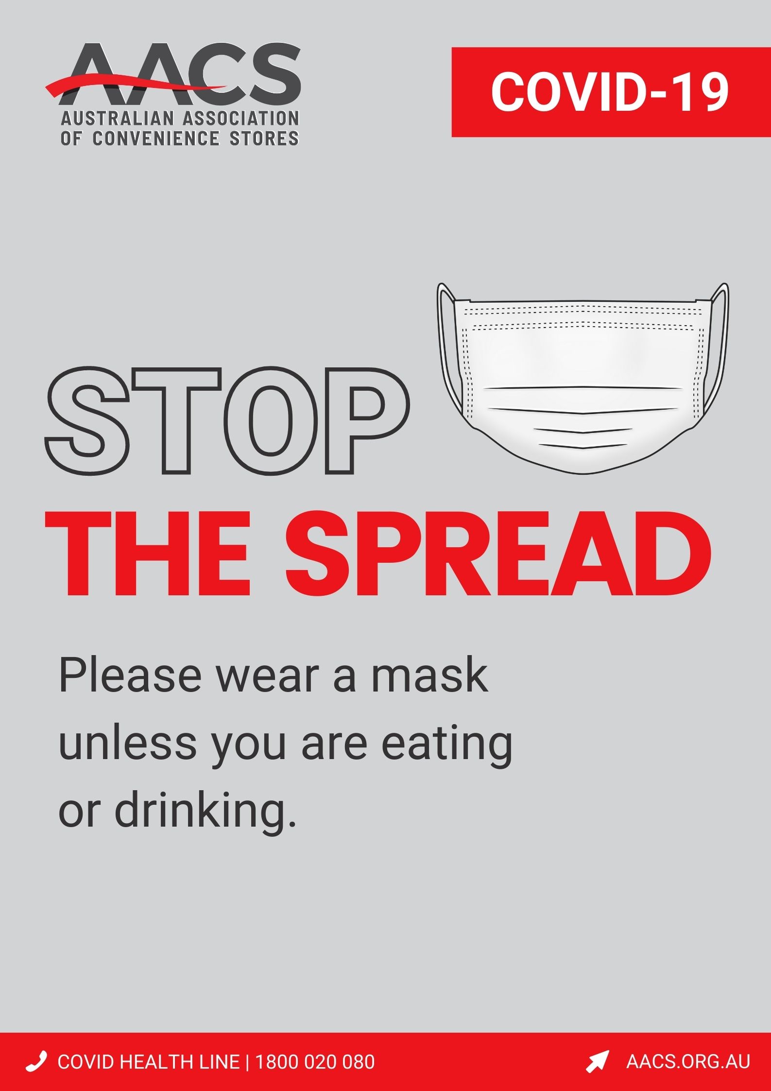 AACS_COVID-19 posters_Wear Mask Unless Eating or Drinking